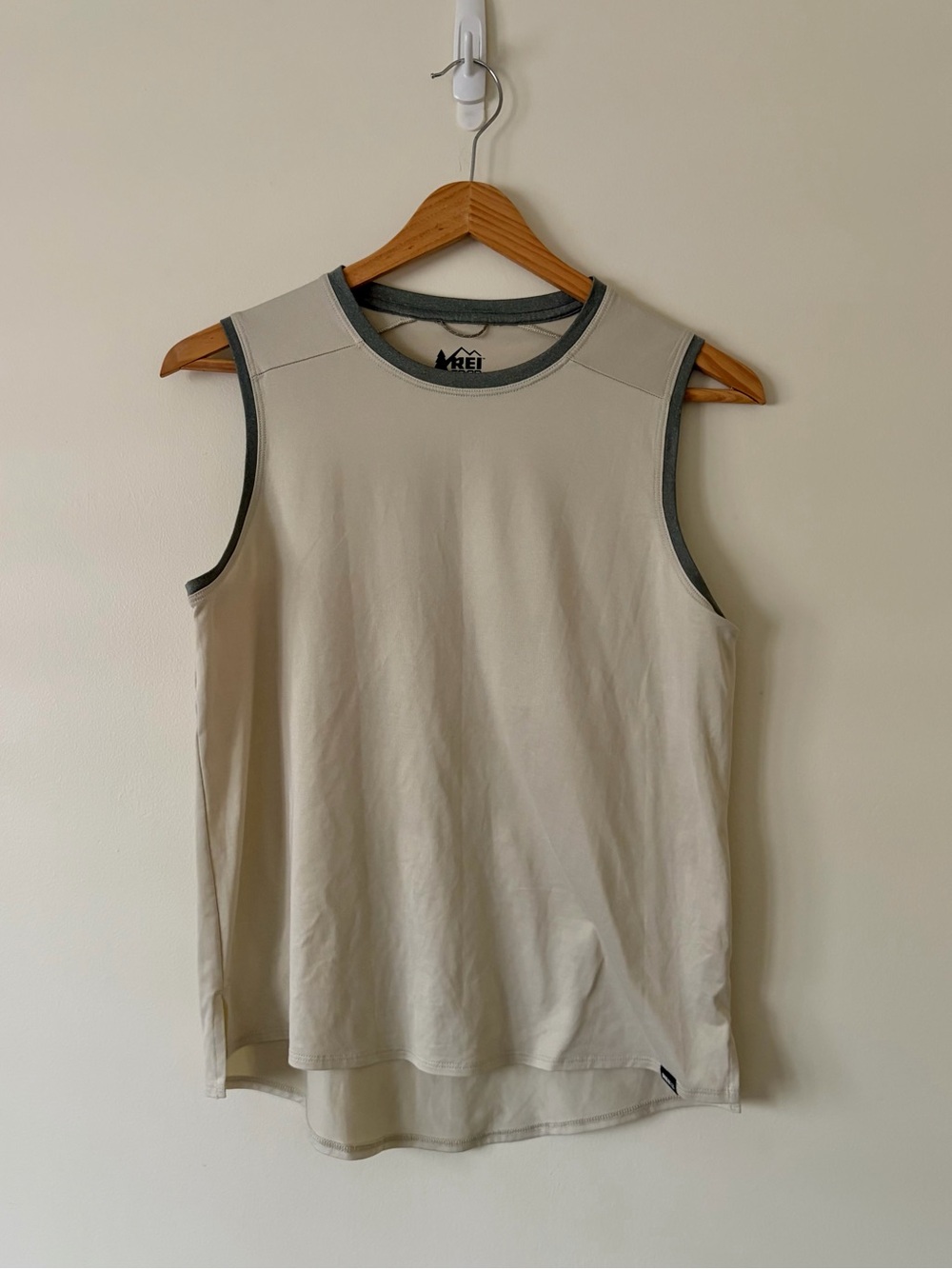 REI Beige  Tank Top with Olive Trim